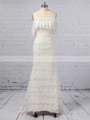 Lace Off-the-shoulder Trumpet/Mermaid Sweep Train Sashes / Ribbons Wedding Dresses #LDB00023361