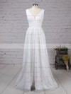 Lace V-neck Princess Floor-length Ruffles Wedding Dresses #LDB00023128