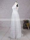 Lace V-neck Princess Floor-length Ruffles Wedding Dresses #LDB00023128