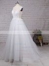 Tulle Scoop Neck Princess Sweep Train Appliques Lace Wedding Dresses #LDB00023132