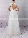Tulle Scoop Neck A-line Floor-length Beading Wedding Dresses #LDB00023133