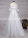 Tulle Scoop Neck Ball Gown Sweep Train Beading Wedding Dresses #LDB00023168