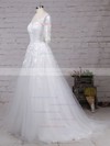 Tulle Scoop Neck Ball Gown Sweep Train Beading Wedding Dresses #LDB00023168