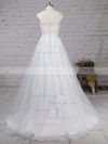 Tulle Scoop Neck Ball Gown Sweep Train Appliques Lace Wedding Dresses #LDB00023174