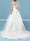 Tulle Scoop Neck Ball Gown Sweep Train Appliques Lace Wedding Dresses #LDB00023174