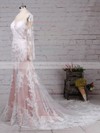 Tulle Scoop Neck Trumpet/Mermaid Sweep Train Appliques Lace Wedding Dresses #LDB00023183