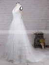 Organza V-neck Ball Gown Sweep Train Appliques Lace Wedding Dresses #LDB00023195