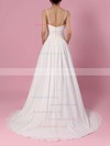 Chiffon V-neck A-line Sweep Train Ruched Wedding Dresses #LDB00023199
