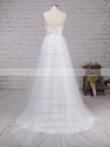Tulle Scoop Neck Ball Gown Sweep Train Appliques Lace Wedding Dresses #LDB00023205