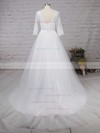 Lace Tulle V-neck Ball Gown Sweep Train Sashes / Ribbons Wedding Dresses #LDB00023226