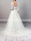 Lace Tulle V-neck Ball Gown Sweep Train Sashes / Ribbons Wedding Dresses #LDB00023226