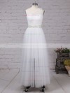 Lace Tulle One Shoulder Princess Ankle-length Beading Wedding Dresses #LDB00023245