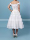 Tulle Off-the-shoulder Ball Gown Tea-length Beading Wedding Dresses #LDB00023267