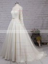 Tulle Scoop Neck Ball Gown Sweep Train Appliques Lace Wedding Dresses #LDB00023285