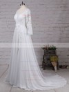 Chiffon Tulle Scoop Neck A-line Sweep Train Appliques Lace Wedding Dresses #LDB00023290
