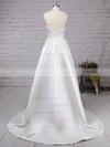 Satin V-neck Princess Sweep Train Pockets Wedding Dresses #LDB00023123