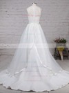 Satin Lace Strapless Ball Gown Court Train Sashes / Ribbons Wedding Dresses #LDB00023262