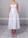 Lace Satin Scoop Neck Princess Tea-length Pockets Wedding Dresses #LDB00023293