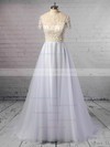 Princess Scoop Neck Tulle Sweep Train Beading Wedding Dresses #LDB00023351