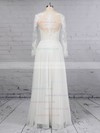 A-line Scoop Neck Chiffon Tulle Floor-length Beading Wedding Dresses #LDB00023359