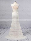 Trumpet/Mermaid Scoop Neck Lace Floor-length Sashes / Ribbons Wedding Dresses #LDB00023364