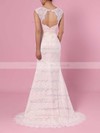 Trumpet/Mermaid Scoop Neck Lace Floor-length Sashes / Ribbons Wedding Dresses #LDB00023364