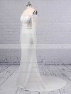 Trumpet/Mermaid Off-the-shoulder Tulle Satin Chiffon Sweep Train Appliques Lace Wedding Dresses #LDB00023368