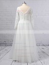 A-line V-neck Lace Tulle Floor-length Wedding Dresses #LDB00023370