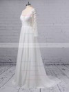 A-line V-neck Chiffon Tulle Sweep Train Appliques Lace Wedding Dresses #LDB00023371