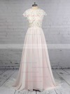 A-line Scoop Neck Lace Chiffon Floor-length Wedding Dresses #LDB00023373
