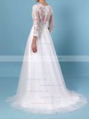 Princess Scoop Neck Tulle Sweep Train Appliques Lace Wedding Dresses #LDB00023389