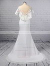Trumpet/Mermaid Scoop Neck Lace Chiffon Sweep Train Appliques Lace Wedding Dresses #LDB00023391
