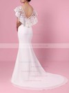 Trumpet/Mermaid Scoop Neck Lace Chiffon Sweep Train Appliques Lace Wedding Dresses #LDB00023391
