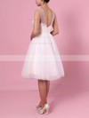 A-line Scoop Neck Tulle Knee-length Appliques Lace Wedding Dresses #LDB00023419