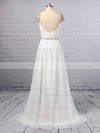 A-line V-neck Chiffon Sweep Train Beading Wedding Dresses #LDB00023441