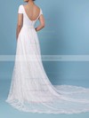 A-line Scoop Neck Lace Sweep Train Sashes / Ribbons Wedding Dresses #LDB00023448