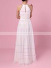 A-line Scoop Neck Tulle Floor-length Wedding Dresses #LDB00023455