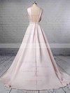 Ball Gown Halter Satin Sweep Train Beading Wedding Dresses #LDB00023465