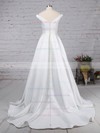 Satin Off-the-shoulder Ball Gown Sweep Train Sashes / Ribbons Wedding Dresses #LDB00023169