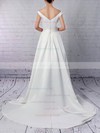 Satin Off-the-shoulder Ball Gown Sweep Train Sashes / Ribbons Wedding Dresses #LDB00023169