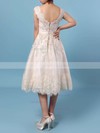 Lace Tulle Scoop Neck A-line Knee-length Appliques Lace Wedding Dresses #LDB00023302