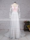 Chiffon Tulle Scoop Neck A-line Sweep Train Appliques Lace Wedding Dresses #LDB00023209