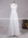 Chiffon Tulle Scoop Neck A-line Floor-length Appliques Lace Wedding Dresses #LDB00023305
