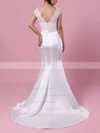 Lace Satin Scoop Neck Trumpet/Mermaid Sweep Train Beading Wedding Dresses #LDB00023227