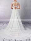 Chiffon Tulle V-neck Princess Court Train Beading Wedding Dresses #LDB00023244