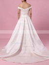 Satin Off-the-shoulder Ball Gown Sweep Train Ruffles Wedding Dresses #LDB00023252