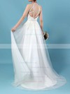 Tulle Scoop Neck A-line Sweep Train Appliques Lace Wedding Dresses #LDB00023266