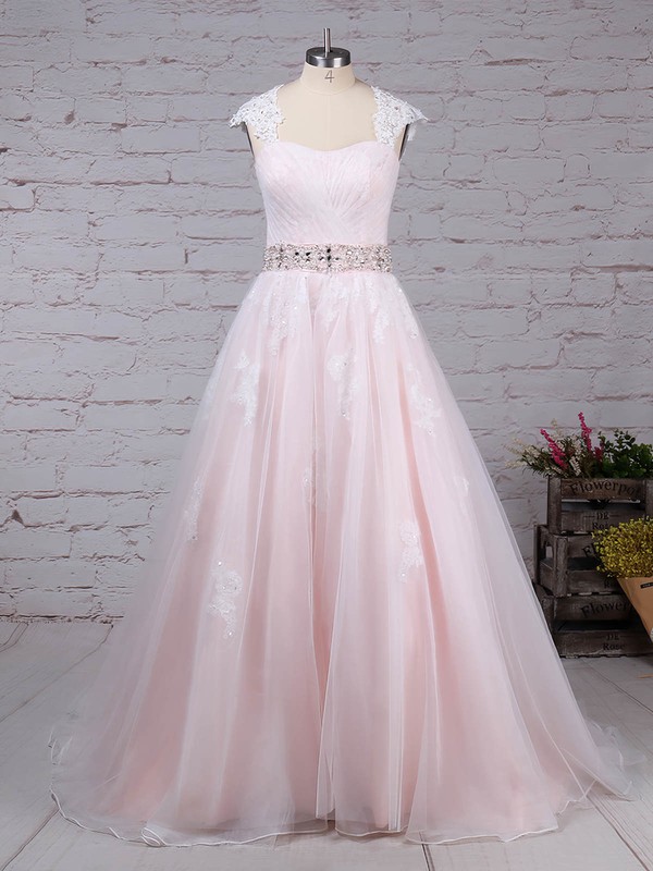 Tulle Sweetheart Ball Gown Sweep Train Appliques Lace Wedding Dresses #LDB00023176