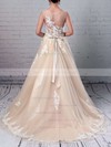Tulle Scoop Neck Ball Gown Sweep Train Beading Wedding Dresses #LDB00023186