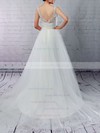 Tulle V-neck Princess Sweep Train Beading Wedding Dresses #LDB00023288